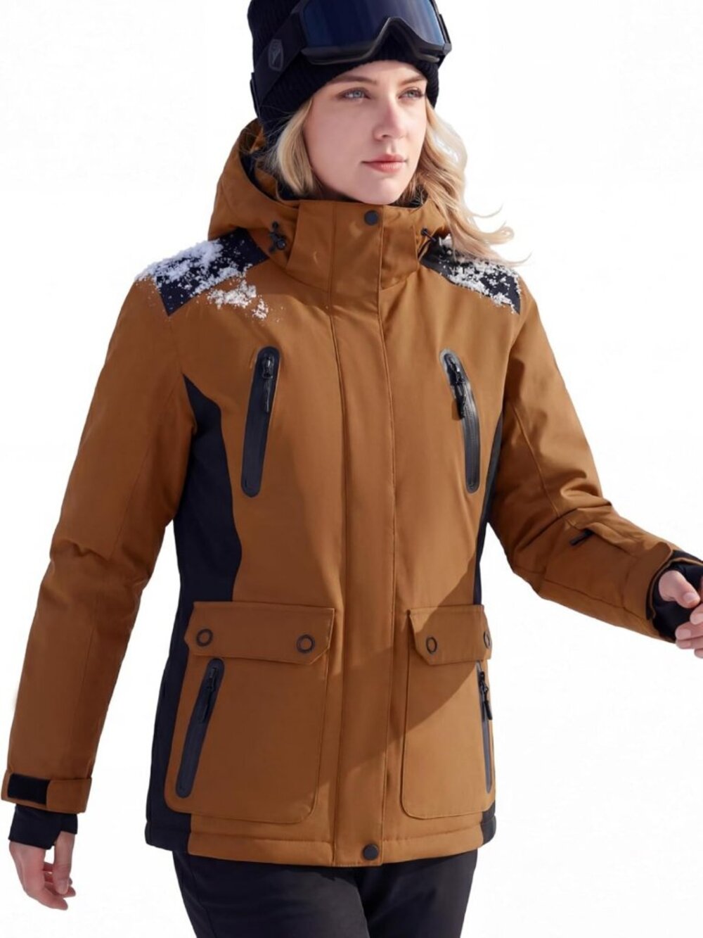 Warm Waterproof Ski Snow Jacket for Women - Fleece Lined, Hooded, Winter Rain